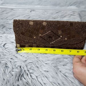 womens beaded evening bag copper